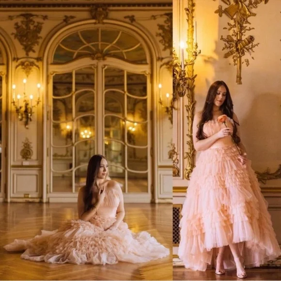 MAC DUGGAL
Pink Strapless Tulle Ruffle Gown Anthropologie - Picture 17 of 17